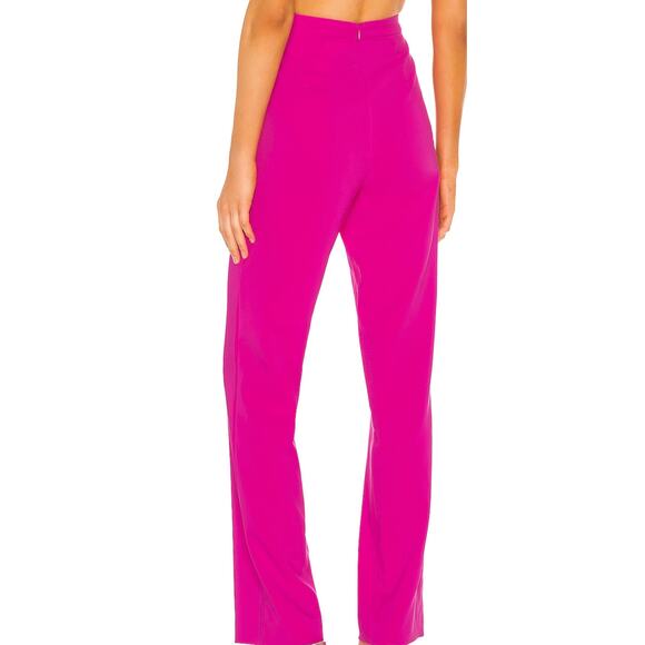 NBD Pink Wide Leg Dress Pants LARGE Magenta High Waist Trouser Designer $178 NEW - Picture 3 of 10